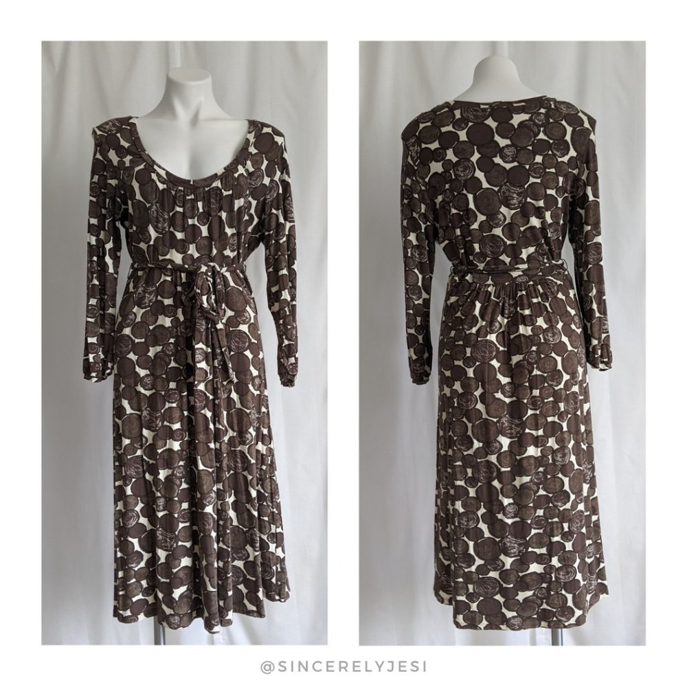 Boden ▪ Brown Circle Tie Waist Jersey Dress